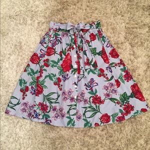 Philosophy Floral Button Down Midi A Line Skirt